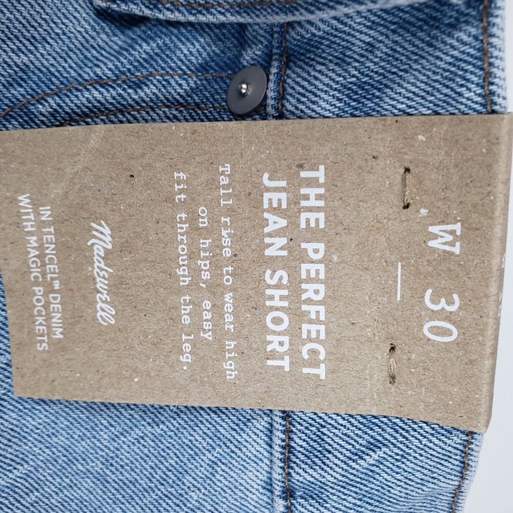 Madewell NWT The Perfect Jean Short Size 30 Stretch, Light Wash - Picture 10 of 11
